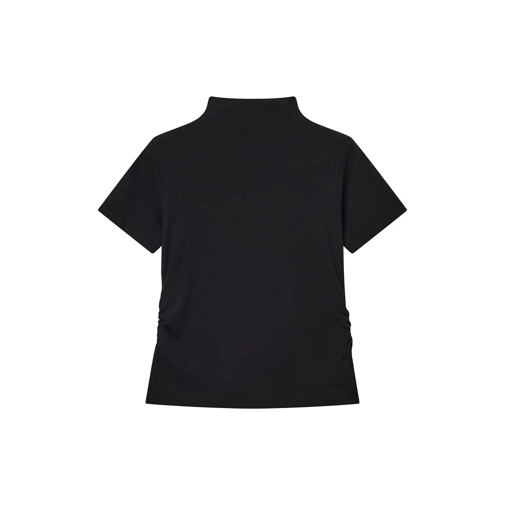 An image of a   31300 Ruched Side Slim-Fit Tee by  Mirra Masa