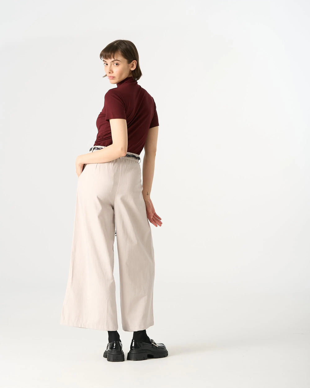 An image of a   31300 Ruched Side Slim-Fit Tee by  Mirra Masa