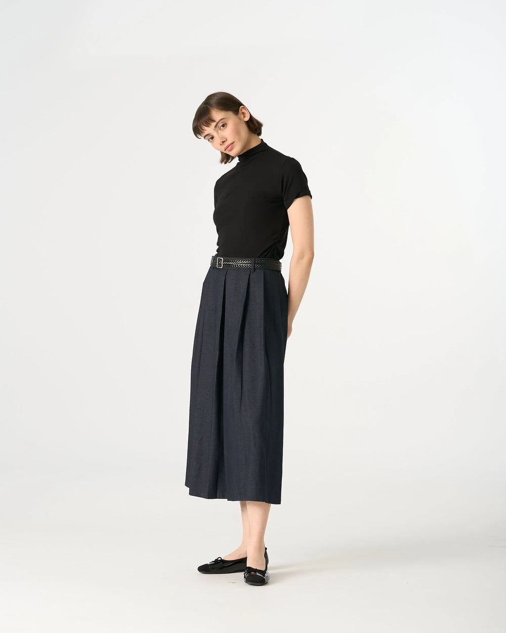 An image of a   31300 Ruched Side Slim-Fit Tee by  Mirra Masa