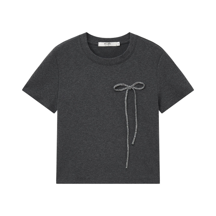 An image of a  Dark Grey / Medium 31304 Bow Charmed T-Shirt by  Mirra Masa