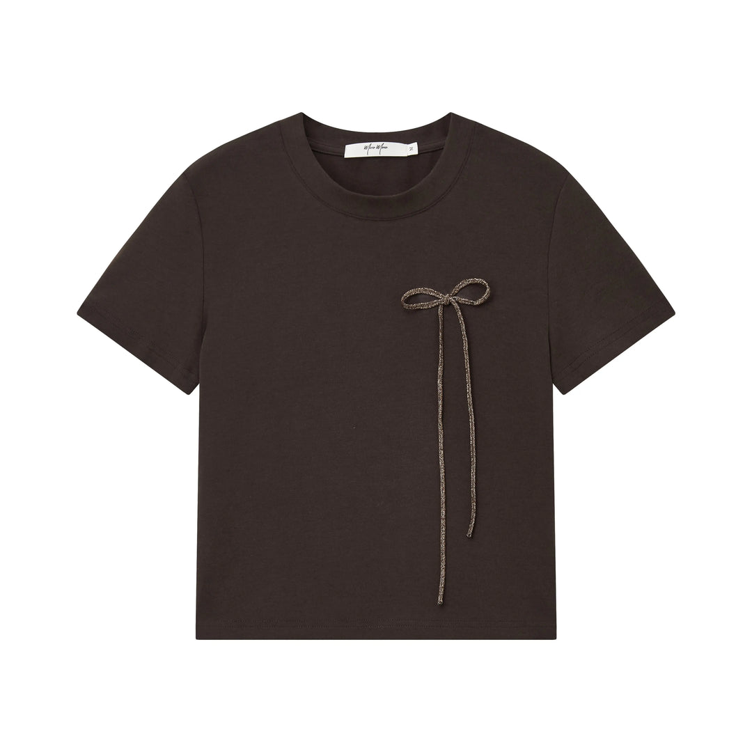 An image of a  Dark Brown / Medium 31304 Bow Charmed T-Shirt by  Mirra Masa