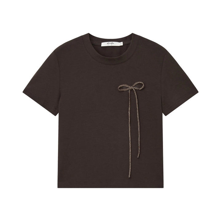 An image of a  Dark Brown / Medium 31304 Bow Charmed T-Shirt by  Mirra Masa