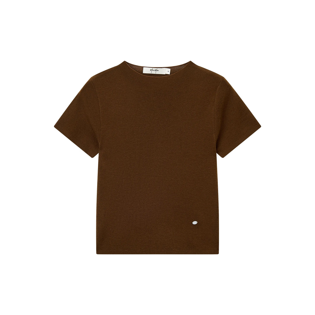 An image of a  Dark Khaki / One-Size 31327 Crewneck Knitwear T-Shirt by  Mirra Masa