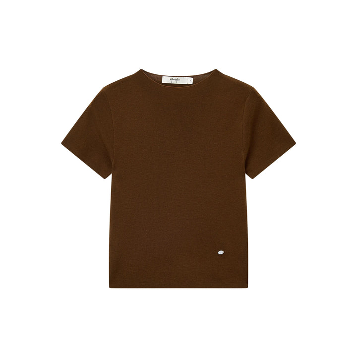 An image of a  Dark Khaki / One-Size 31327 Crewneck Knitwear T-Shirt by  Mirra Masa
