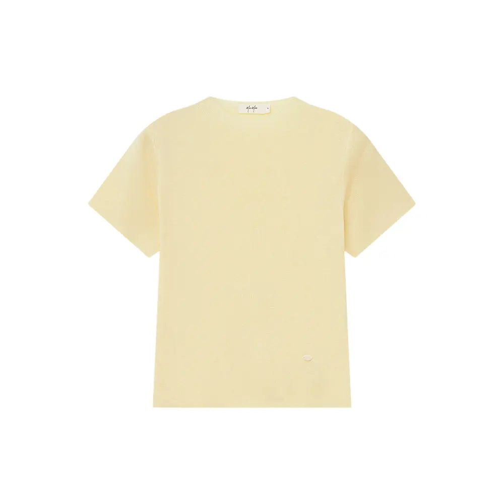 An image of a  Light Yellow / One-Size 31327 Crewneck Knitwear T-Shirt by  Mirra Masa
