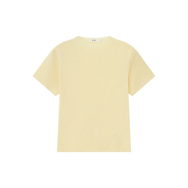 An image of a  Light Yellow / One-Size 31327 Crewneck Knitwear T-Shirt by  Mirra Masa