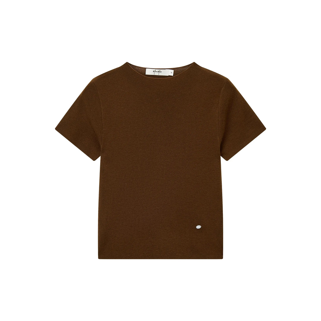 An image of a  Dark Khaki / One-Size 31327 Crewneck Knitwear T-Shirt by  Mirra Masa