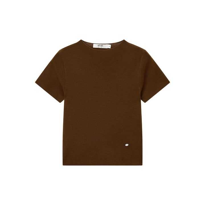 An image of a  Dark Khaki / One-Size 31327 Crewneck Knitwear T-Shirt by  Mirra Masa