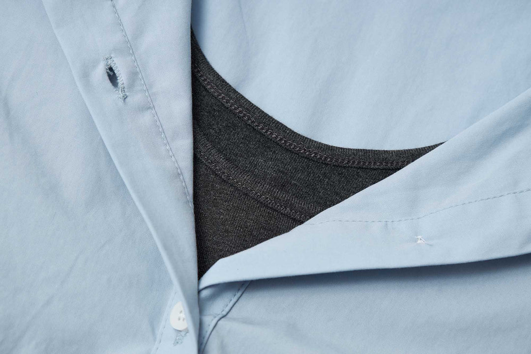 An image of a   31364 Tucked and Cropped Layered Shirt by  Mirra Masa
