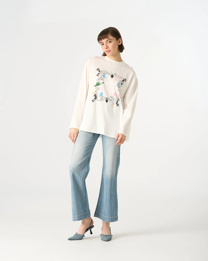 An image of a  White / One-Size 31416 Graphic T-Shirt by  Mirra Masa