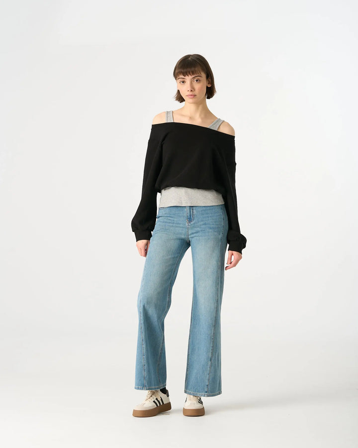 An image of a   31443 Layered and Cropped Sweatshirt by  Mirra Masa
