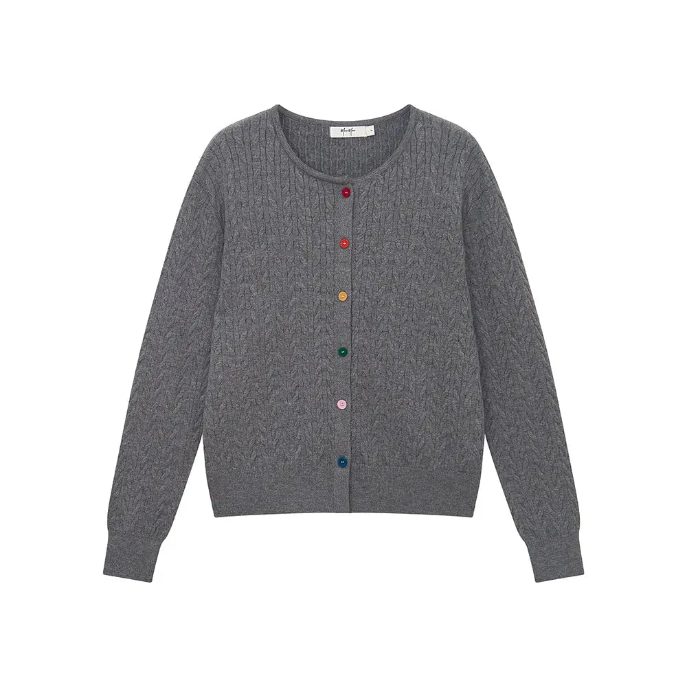An image of a  Grey / One-Size 31467 Knitwear with Colored Buttons by  Mirra Masa