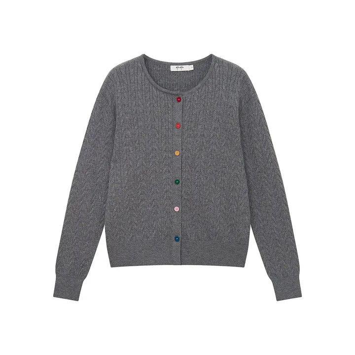 An image of a  Grey / One-Size 31467 Knitwear with Colored Buttons by  Mirra Masa
