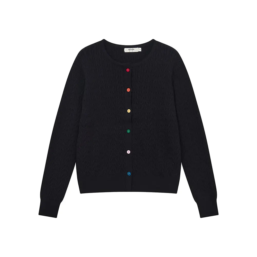 An image of a  Black / One-Size 31467 Knitwear with Colored Buttons by  Mirra Masa