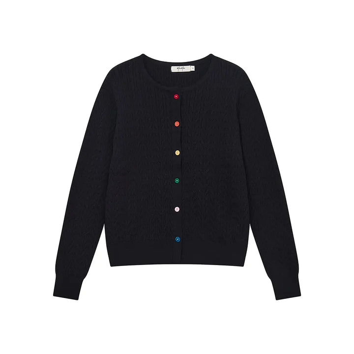 An image of a  Black / One-Size 31467 Knitwear with Colored Buttons by  Mirra Masa