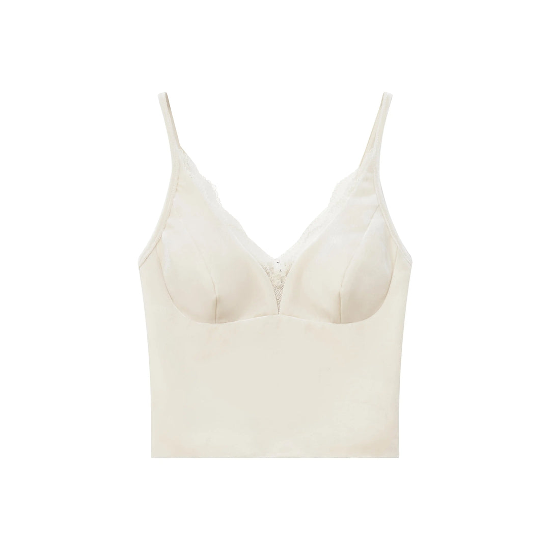 An image of a  Beige / Medium 31494 Laced Velvet Cami Top by  Mirra Masa
