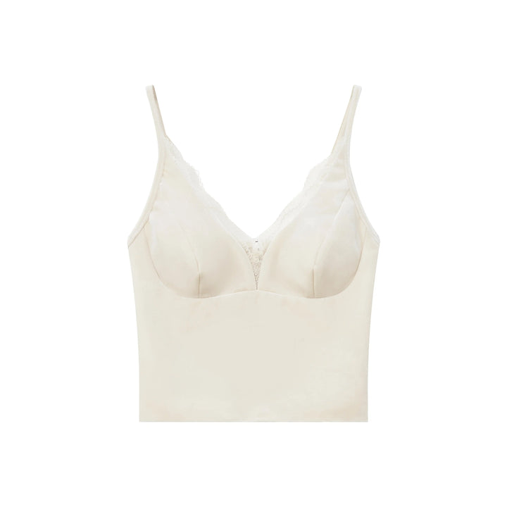 An image of a  Beige / Medium 31494 Laced Velvet Cami Top by  Mirra Masa