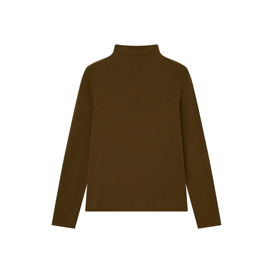 An image of a  Brown / One-Size 31513 Mockneck Top by  Mirra Masa