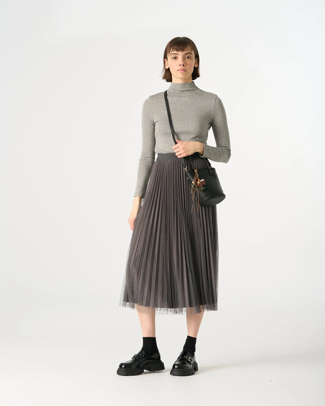 An image of a  Light Grey / One-Size 31513 Mockneck Top by  Mirra Masa