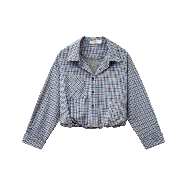 An image of a   31514 Layered and Cropped Checkered Shirt by  Mirra Masa