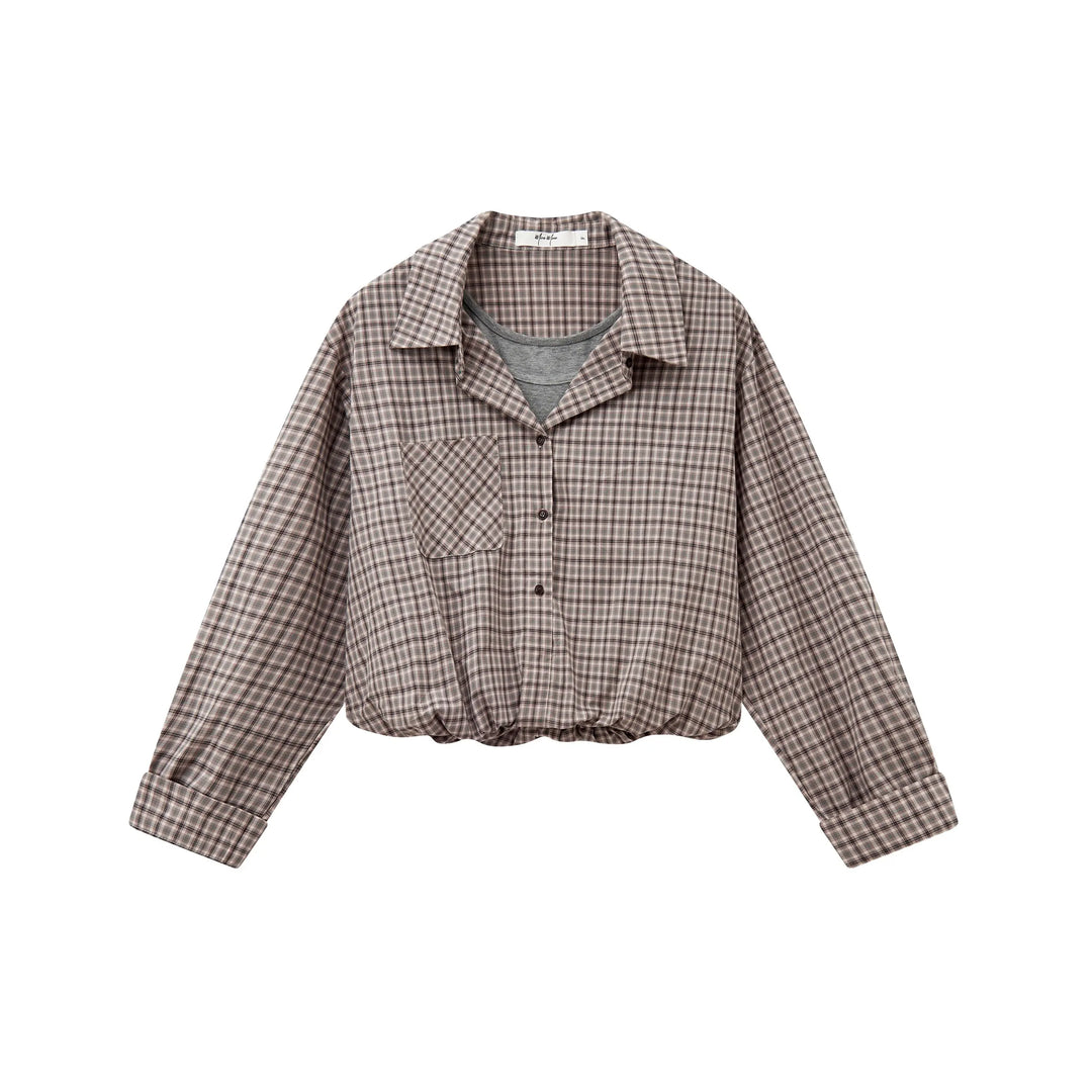 An image of a   31514 Layered and Cropped Checkered Shirt by  Mirra Masa