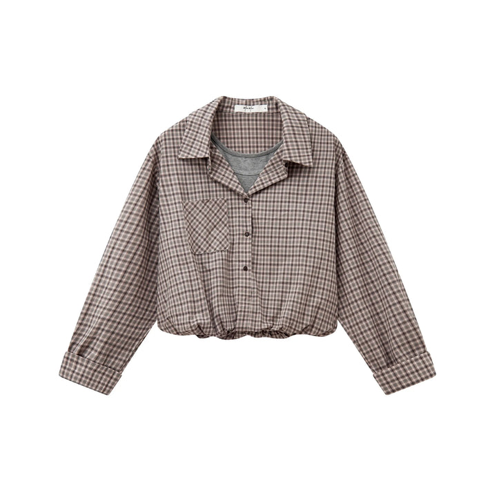 An image of a   31514 Layered and Cropped Checkered Shirt by  Mirra Masa