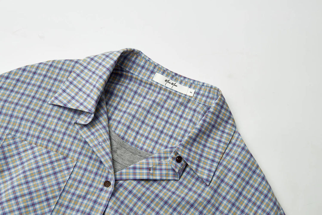 An image of a   31514 Layered and Cropped Checkered Shirt by  Mirra Masa