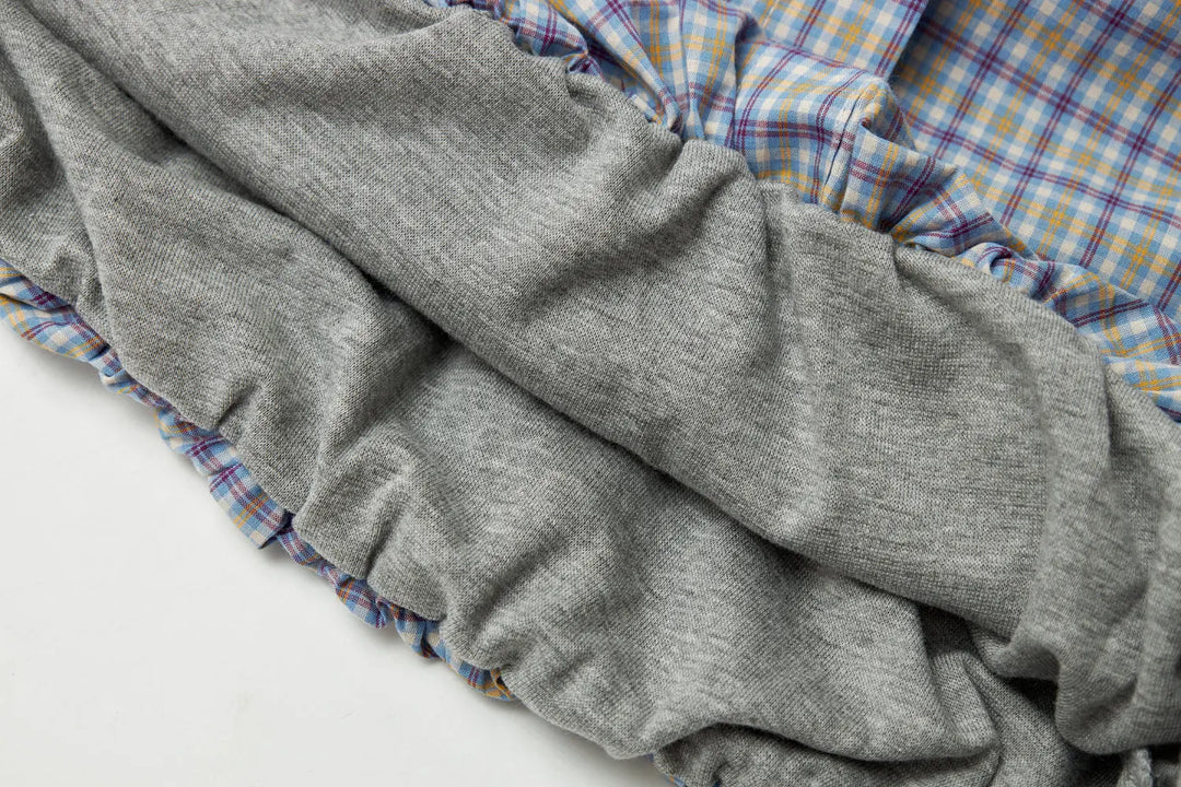 An image of a   31514 Layered and Cropped Checkered Shirt by  Mirra Masa