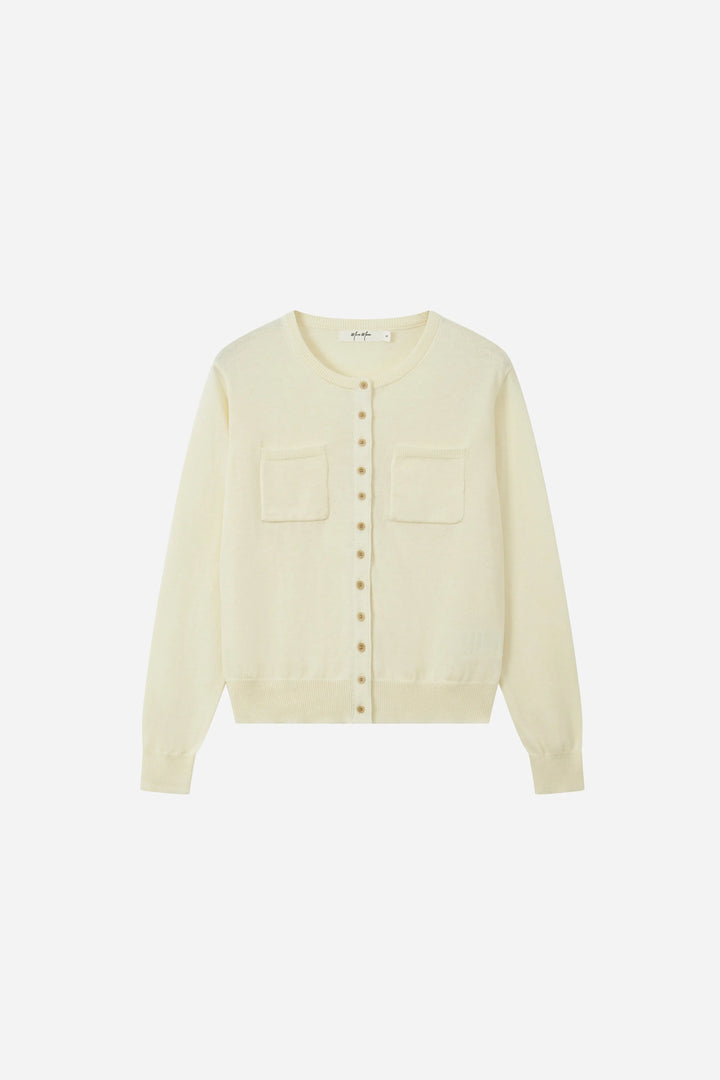 An image of a   31529 Patch-Pocket Crew-Neck Cardigan by  Mirra Masa