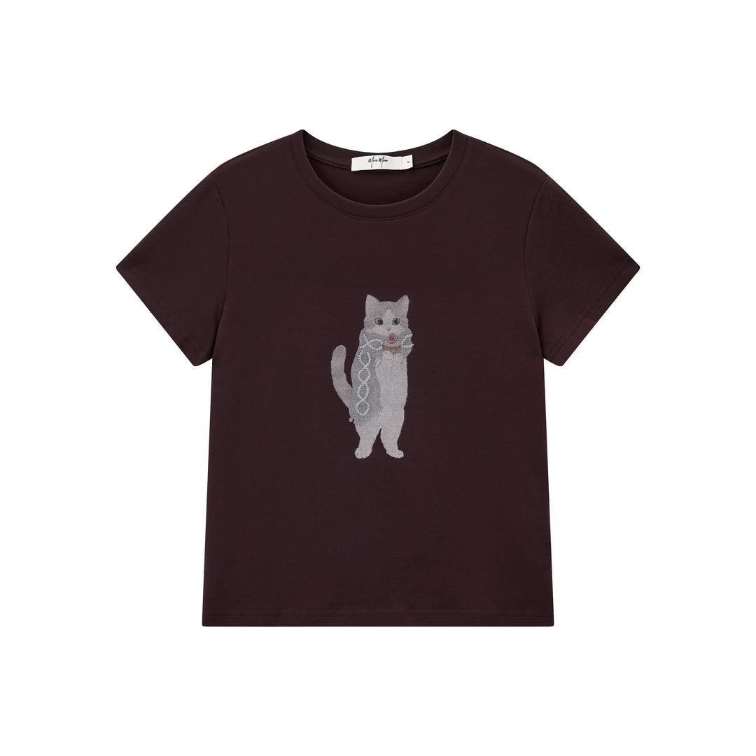 An image of a  Brown / One-Size 31537 Kitty T-Shirt by  Mirra Masa
