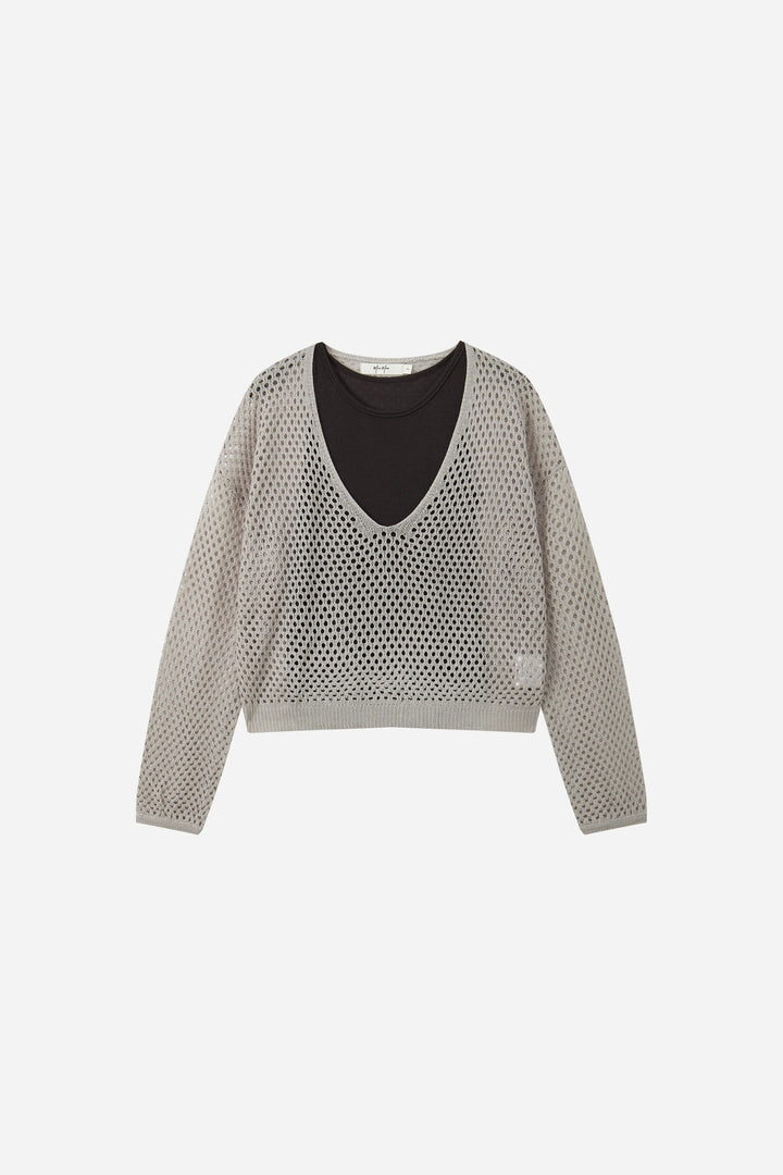 An image of a   31545 Open-Knit Sweater & Camisole Set by  Mirra Masa