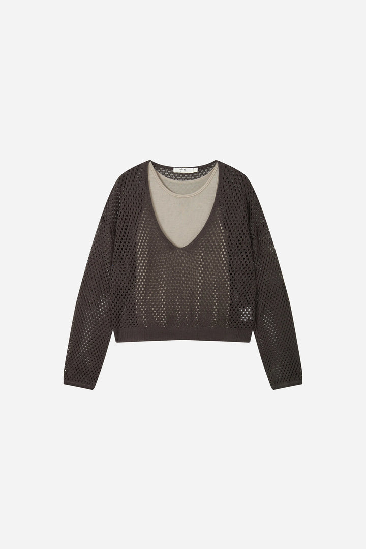 An image of a   31545 Open-Knit Sweater & Camisole Set by  Mirra Masa