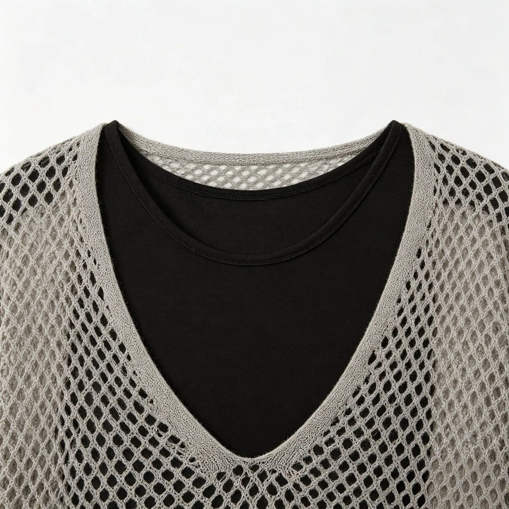 An image of a   31545 Open-Knit Sweater & Camisole Set by  Mirra Masa