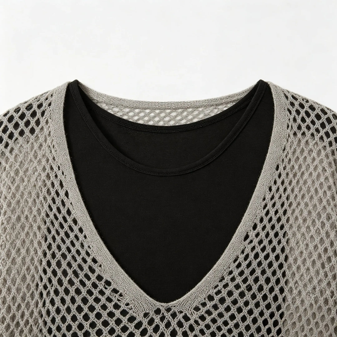 An image of a   31545 Open-Knit Sweater & Camisole Set by  Mirra Masa