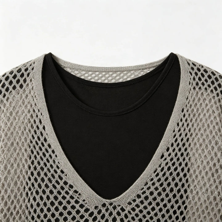 An image of a   31545 Open-Knit Sweater & Camisole Set by  Mirra Masa