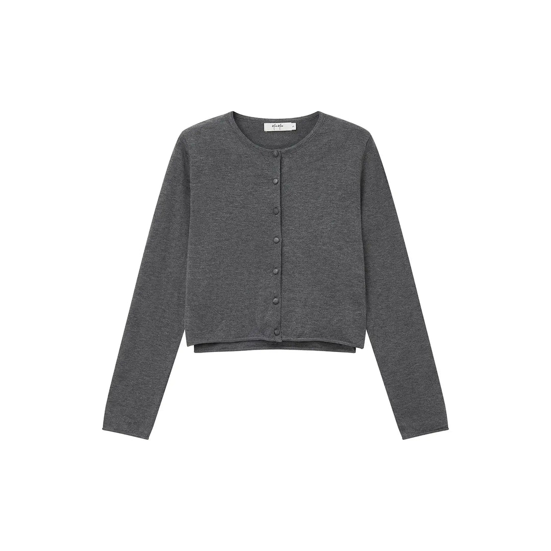 An image of a  Dark Grey / Medium 31552 Layered Cardigan Set by  Mirra Masa
