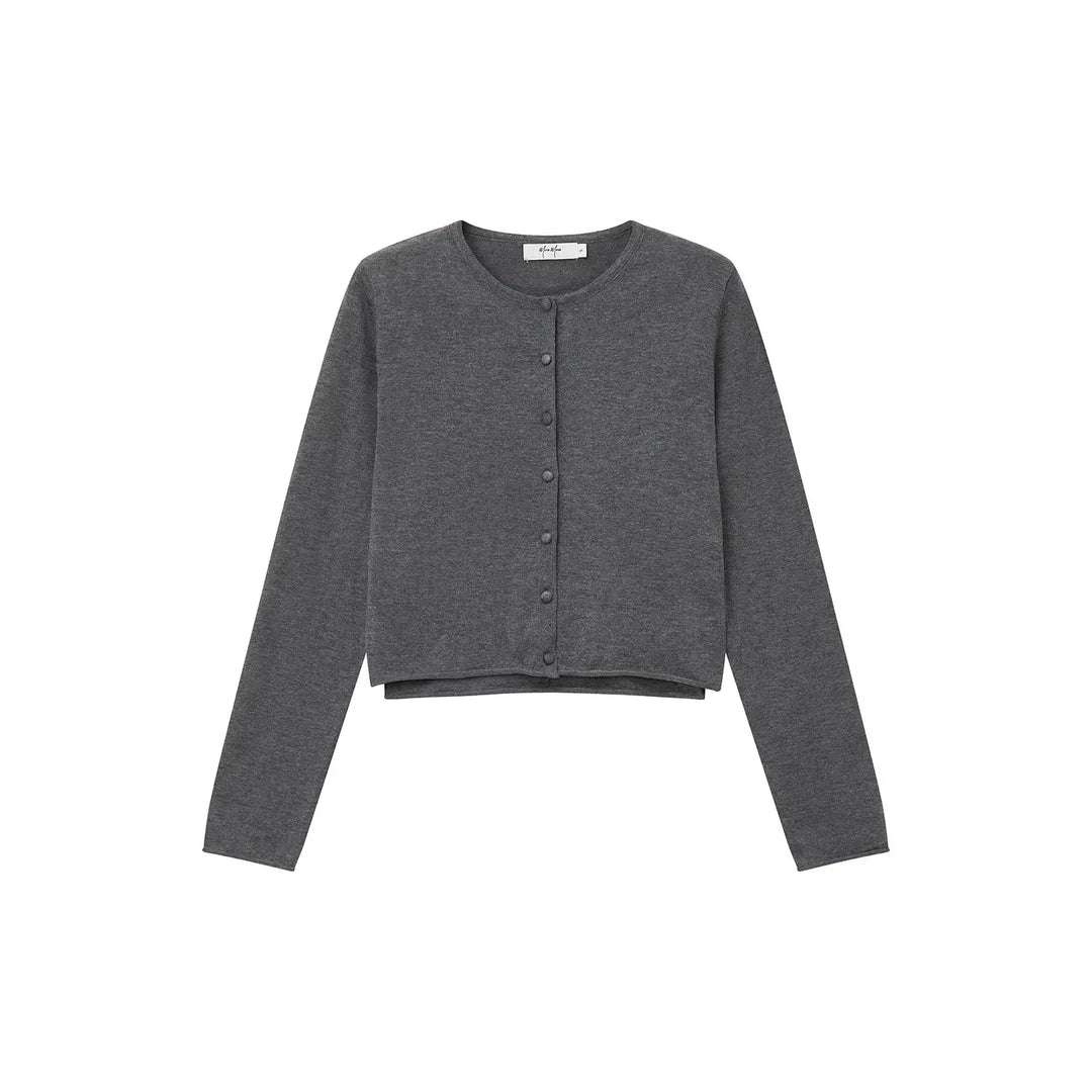 An image of a  Dark Grey / Medium 31552 Layered Cardigan Set by  Mirra Masa