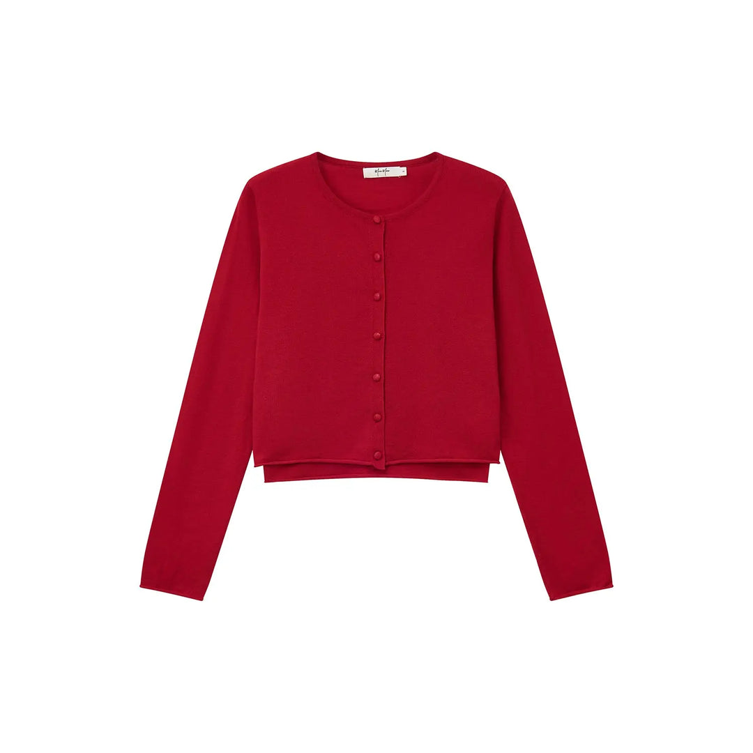 An image of a  Red / Medium 31552 Layered Cardigan Set by  Mirra Masa