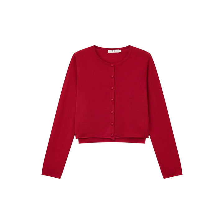 An image of a  Red / Medium 31552 Layered Cardigan Set by  Mirra Masa