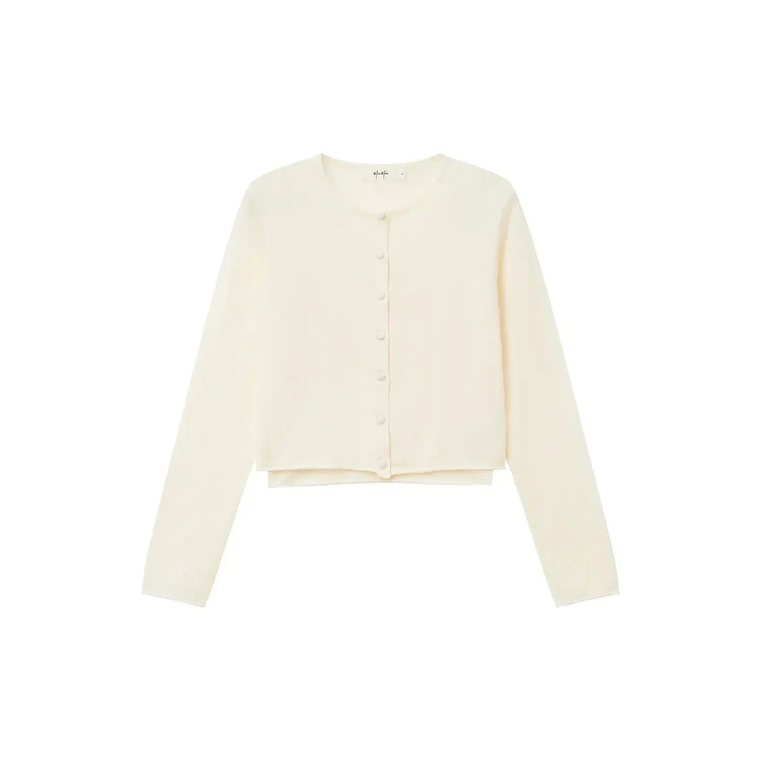 An image of a  White / Medium 31552 Layered Cardigan Set by  Mirra Masa