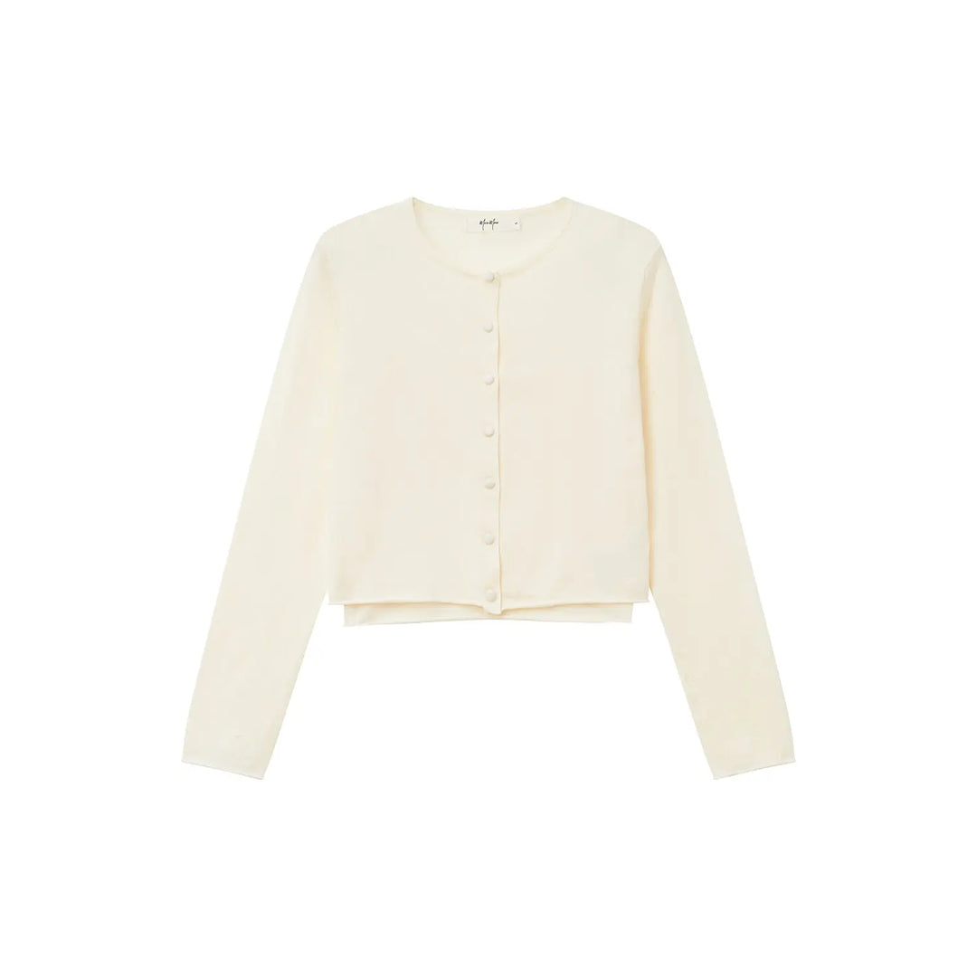 An image of a  White / Medium 31552 Layered Cardigan Set by  Mirra Masa
