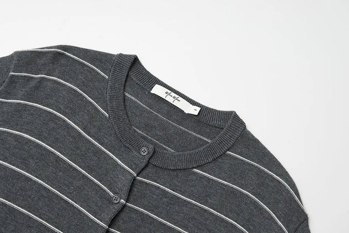 An image of a   31566 Round Neck Button-Down Cardigan by  Mirra Masa