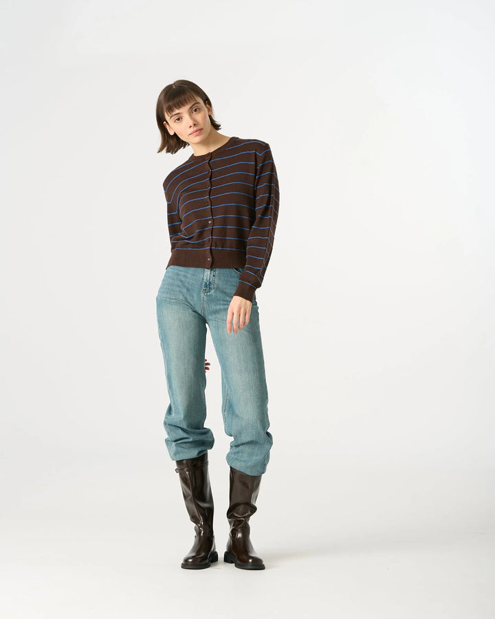 An image of a   31566 Round Neck Button-Down Cardigan by  Mirra Masa