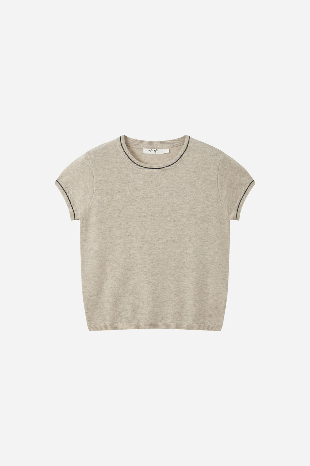 An image of a   31570 Contrast-Trim Short-Sleeve Sweater by  Mirra Masa