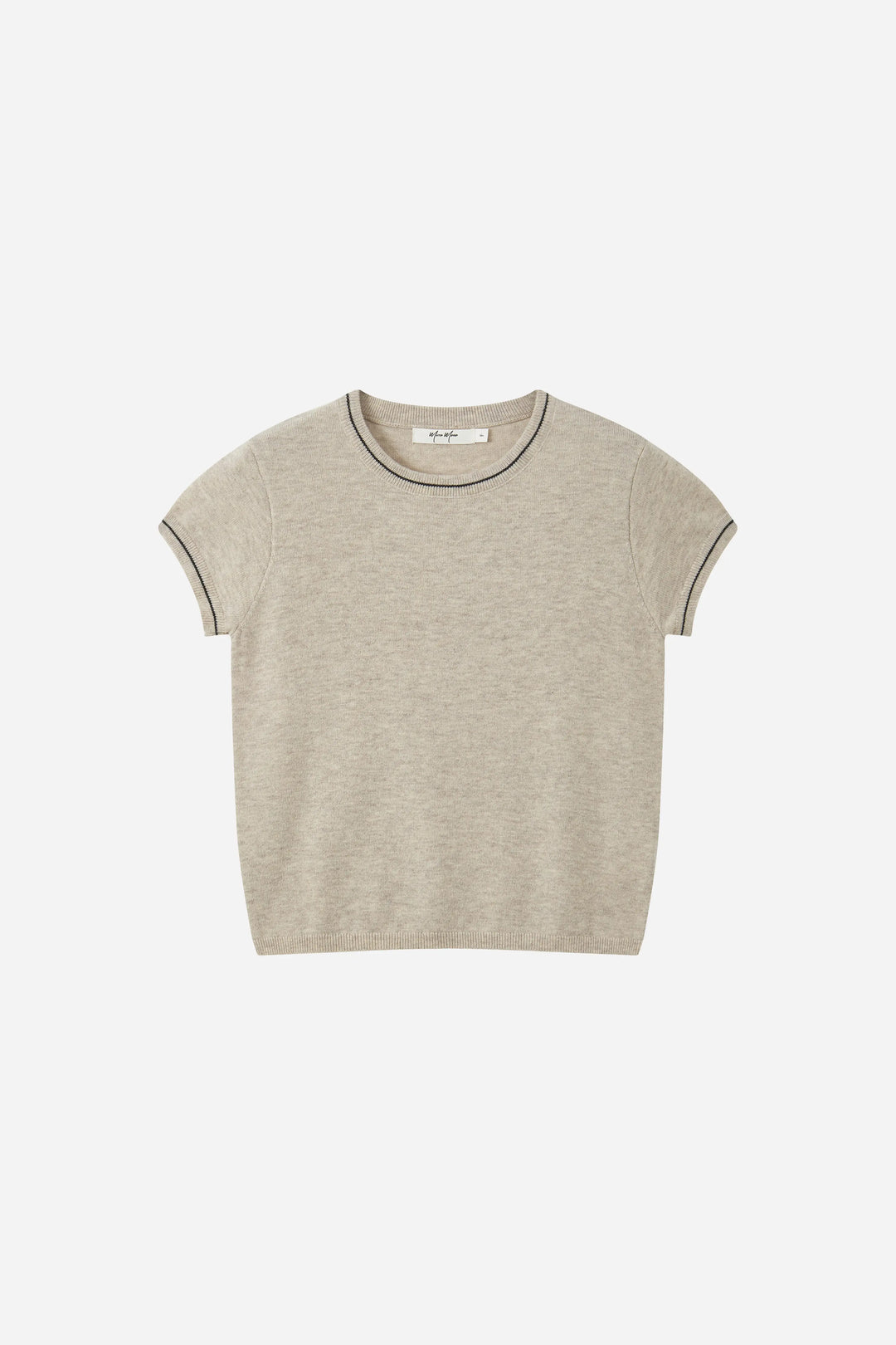 An image of a   31570 Contrast-Trim Short-Sleeve Sweater by  Mirra Masa