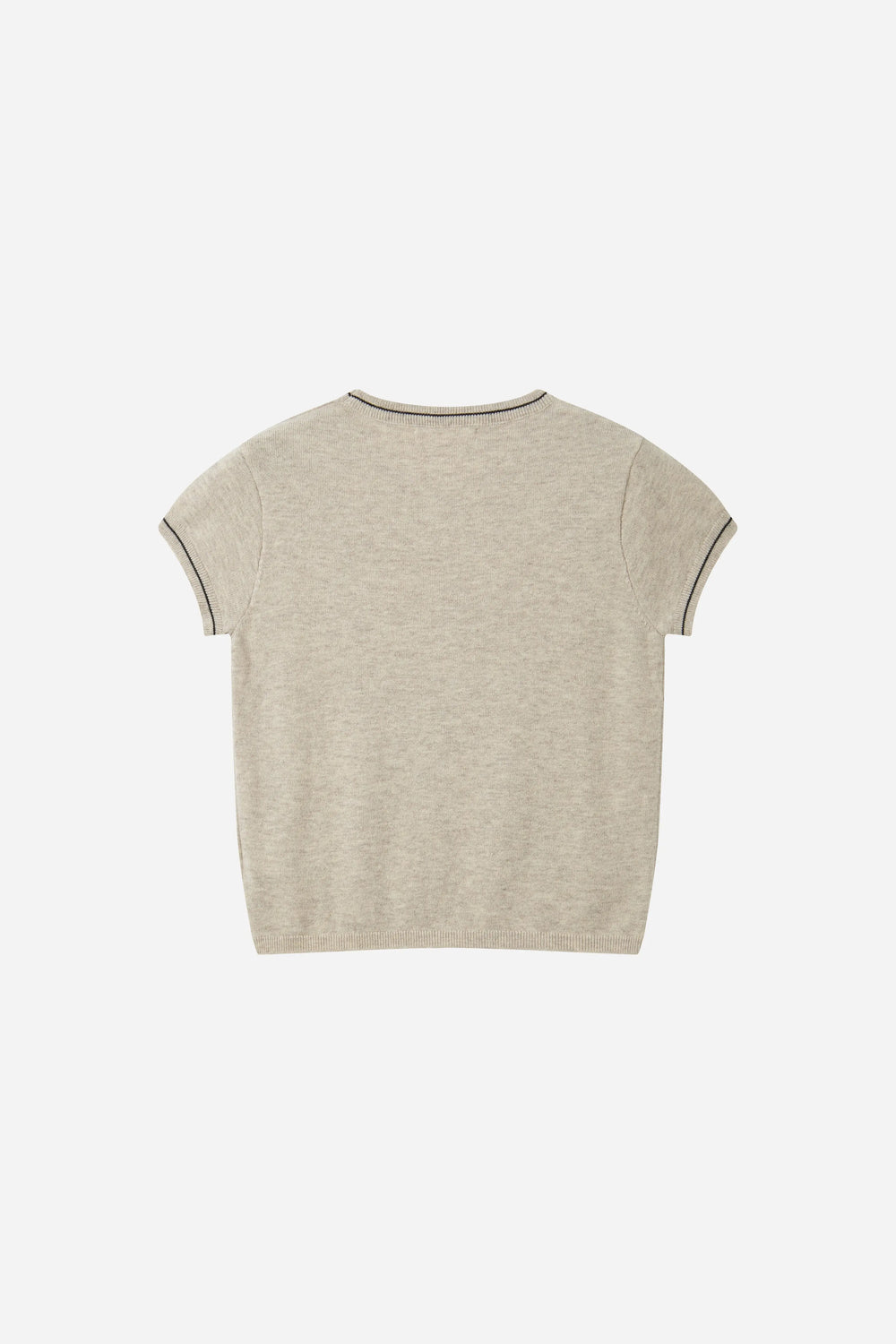 An image of a   31570 Contrast-Trim Short-Sleeve Sweater by  Mirra Masa