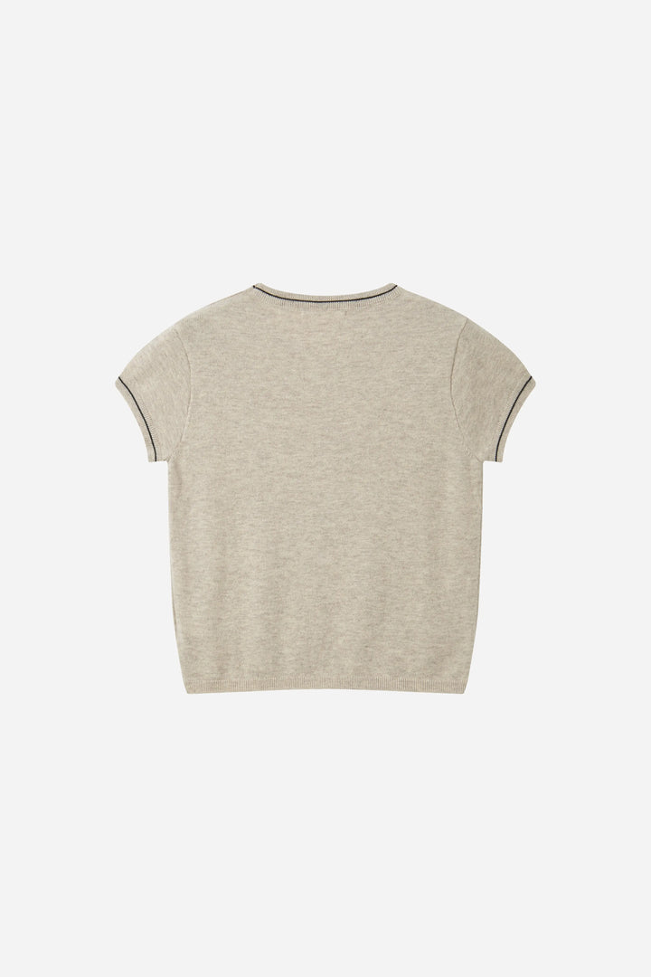 An image of a   31570 Contrast-Trim Short-Sleeve Sweater by  Mirra Masa