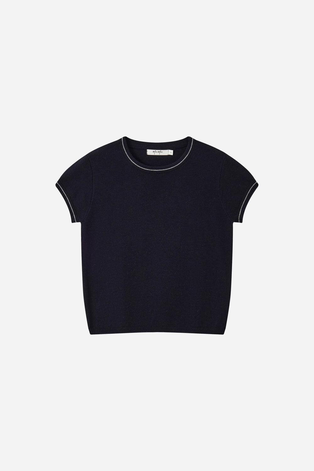 An image of a   31570 Contrast-Trim Short-Sleeve Sweater by  Mirra Masa
