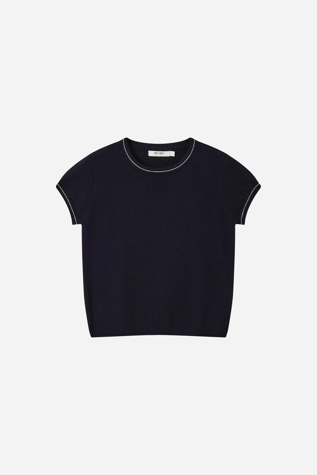 An image of a   31570 Contrast-Trim Short-Sleeve Sweater by  Mirra Masa