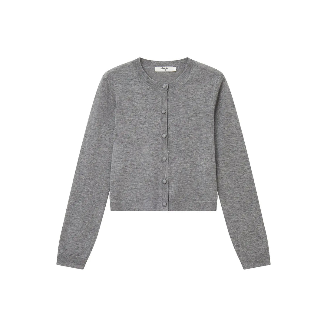 An image of a  Grey / One-Size 31573 Classic Button-Front Knit Top by  Mirra Masa
